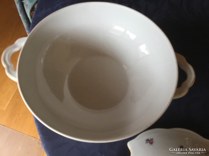 KPM óriási porcelán fedeles leveses tál, gyönyörű, antik