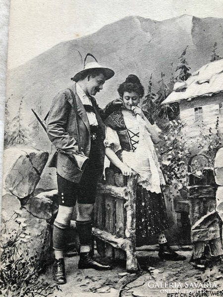 Antik hosszúcímzéses romantikus képeslap  -  1904              -3.