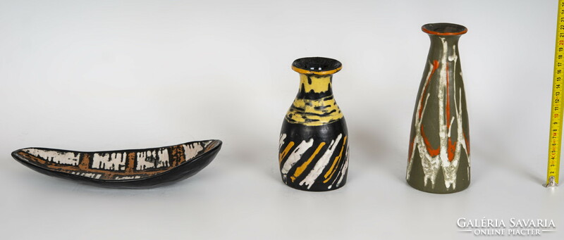 Gorka livia painted bowl - yellow-black-white with geometric patterns (g20)