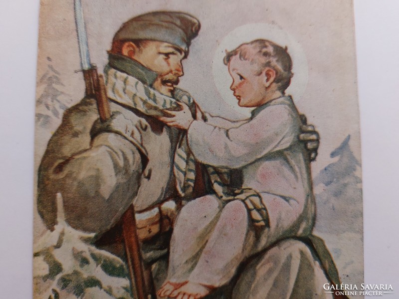 Régi képeslap 1941 cserkész levelezőlap Márton Lajos rajza II.vh katona