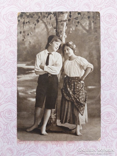 Old postcard 1913 photo postcard with romantic couple
