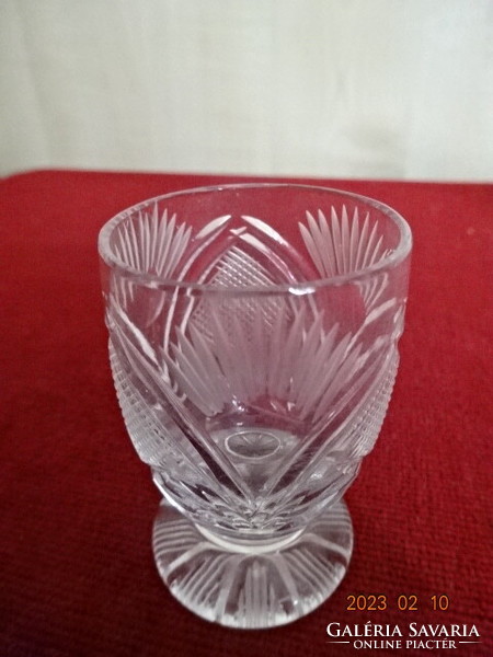 Liqueur crystal glass, base, height 6.5 cm. Six pieces. Jokai.