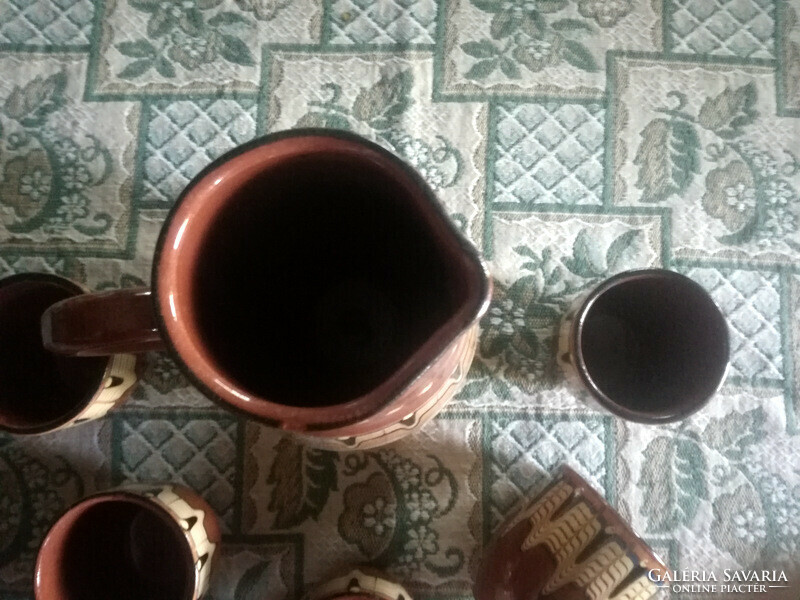 Retro ceramic wine set - jug + 5 wine glasses