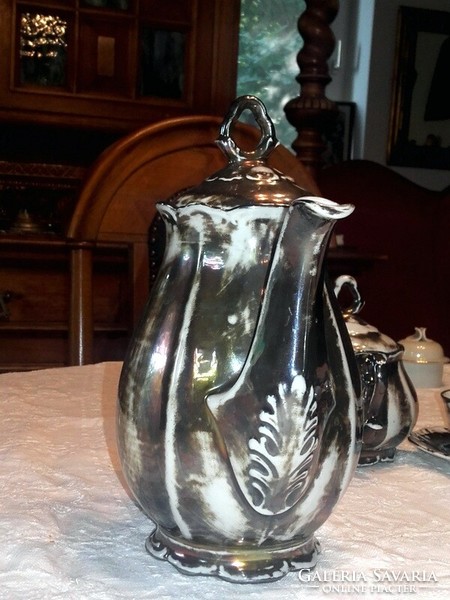 Antique silver-plated Bareuther Bavarian porcelain coffee set 6 pcs. - Art&decoreation