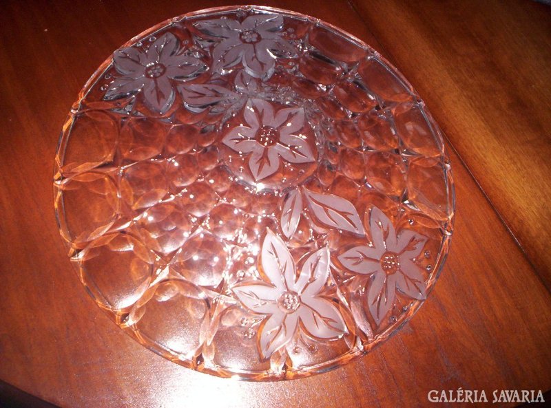 Hatalmas, gyönyörű üveg asztalközép 36 cm átm   XX
