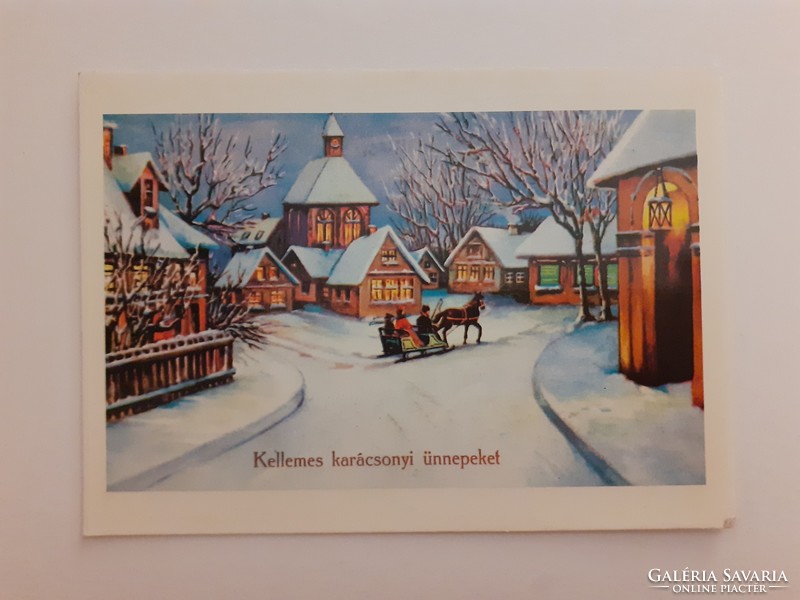 Old Christmas postcard postcard sleigh snowy landscape