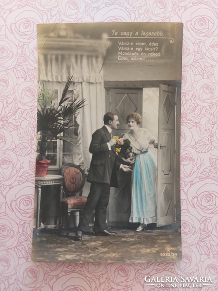 Régi képeslap 1918 fotó levelezőlap szerelmespár