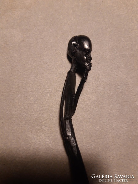 African (Tanzania) thinking man - carved filigree wood sculpture