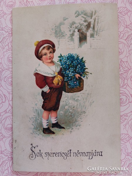 Old postcard 1923 postcard little boy forget