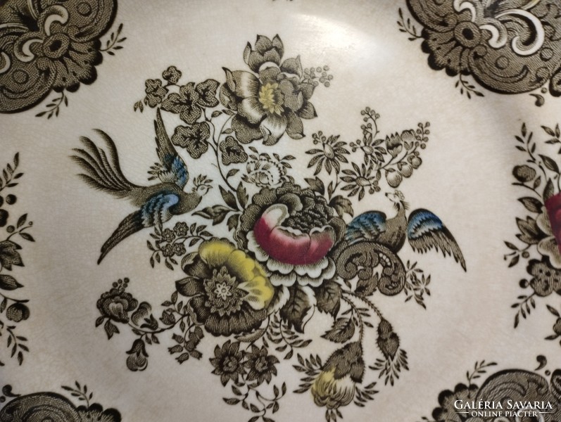 Antik angol paradicsom madaras porcelán süteményes tányér