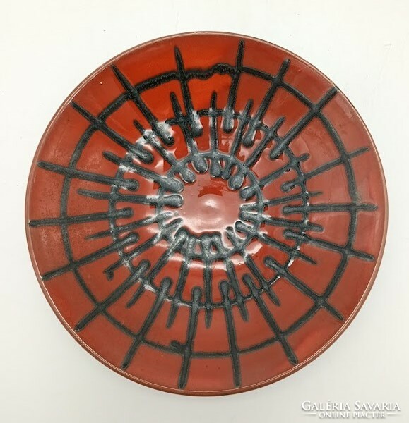 Retro plate, wall plate, marked, Hungarian applied art ceramics, 20 cm