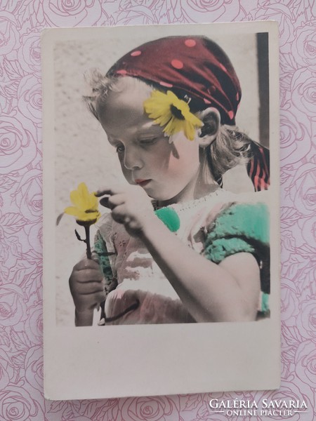 Régi képeslap 1949 fotó levelezőlap kislány