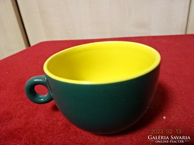 Glazed ceramic coffee cup, colorful. Its diameter is 7.5 cm. Jokai.