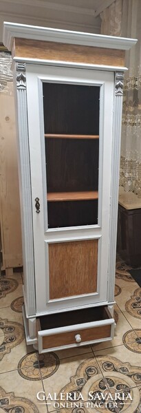 Narrow storage cabinet with tin German display case