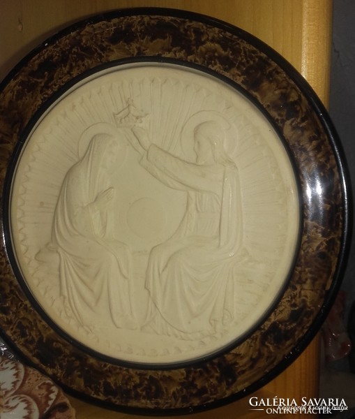 Mária megkoronázása- ANTIK KEGYTÁRGY- DOMBOR FALIKÉP  keretezve-Art&Decoration