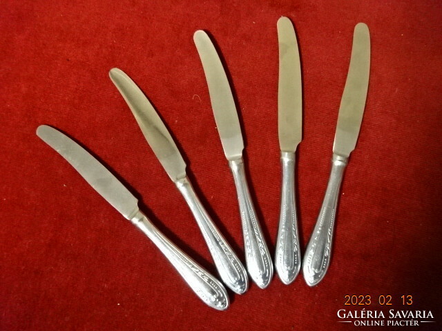 Russian silver-plated knife, length 21.5 cm. Five pieces. Jokai.