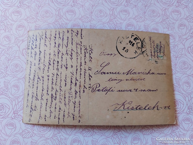 Régi képeslap 1916 fotó levelezőlap szerelmespár