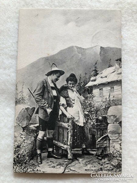 Antik hosszúcímzéses romantikus képeslap  -  1904              -3.