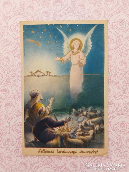 Régi karácsonyi képeslap 1947 levelezőlap angyal
