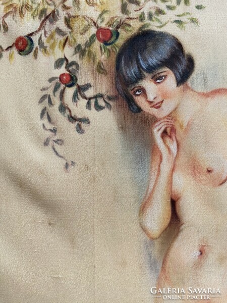 Biblical nude picture painted on silk!