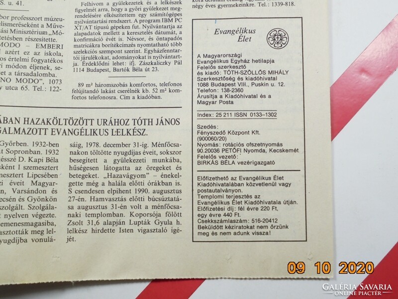 Old retro newspaper - evangelical life - September 16, 1990. For my birthday