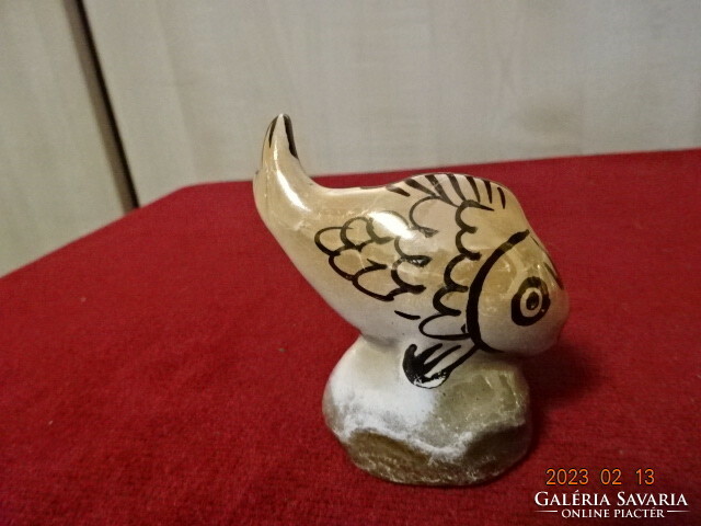 Drasche porcelain figurine, fish with brown paint, height 6.7 cm. Jokai.