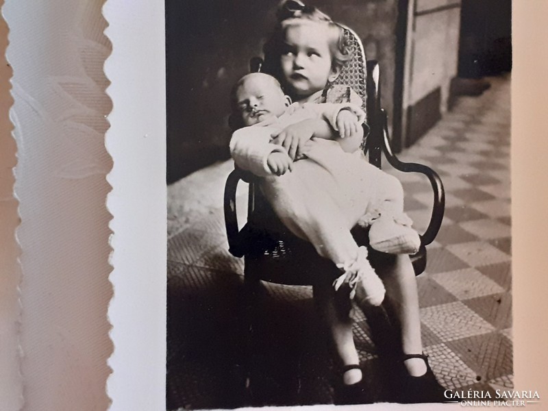 Old children's photo circa 1940 vintage photo little girl baby boy 11 pcs