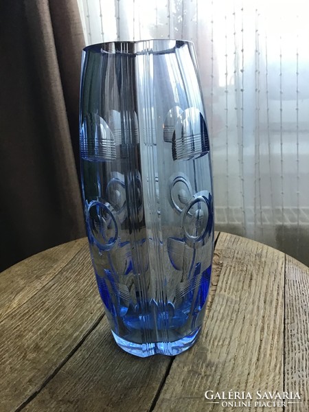 Old art deco moser crystal vase, rare piece!