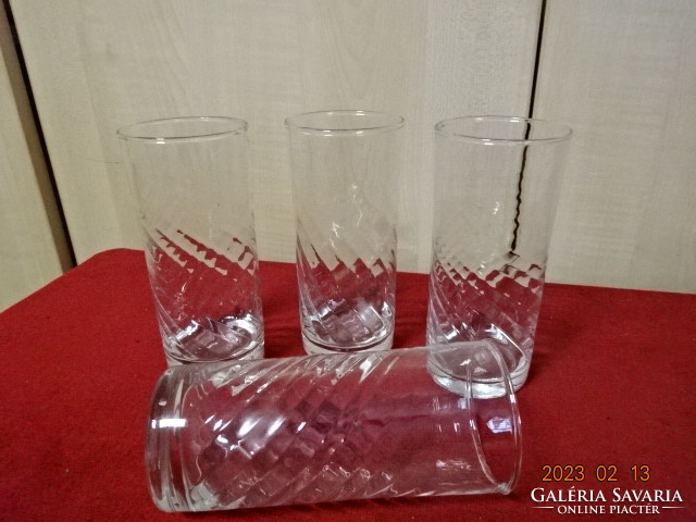 Glass cup, twisted pattern, four pieces. Jokai.