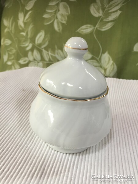 White porcelain with gold decoration, sugar lid, marked, numbered (60)