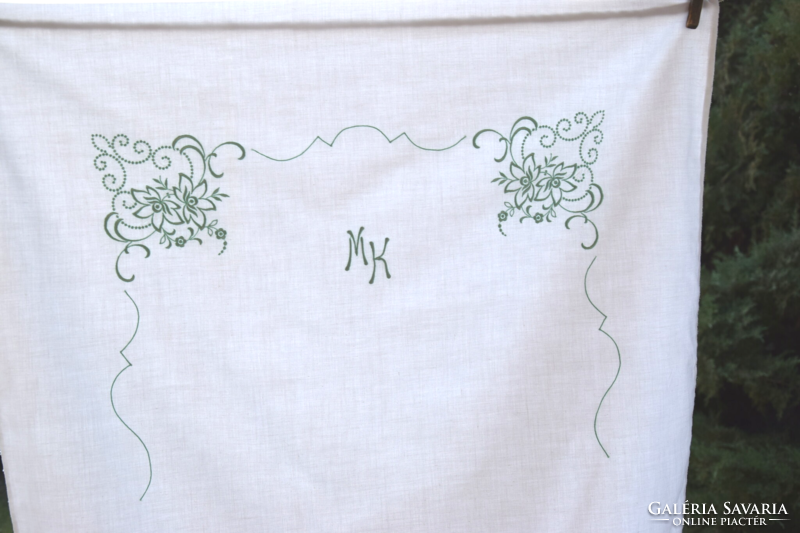 Pair of old embroidered pillowcases and bed linen pillowcase mk monogram set 76 x 76