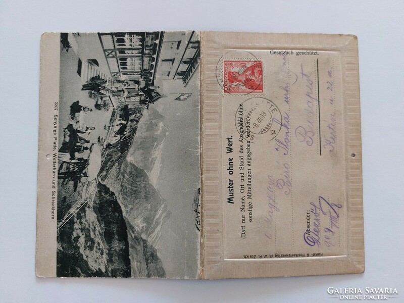 Régi képeslap 1909 Svájc Schynige Platte Lauterbrunnen Hotel Bellevue ritka levelezőlap