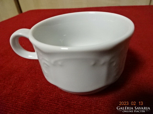 Lilien porcelain Austria, white coffee cup with printed pattern. Jokai.