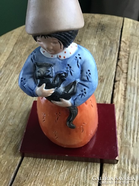 Italian painted porcelain figure on a wooden base
