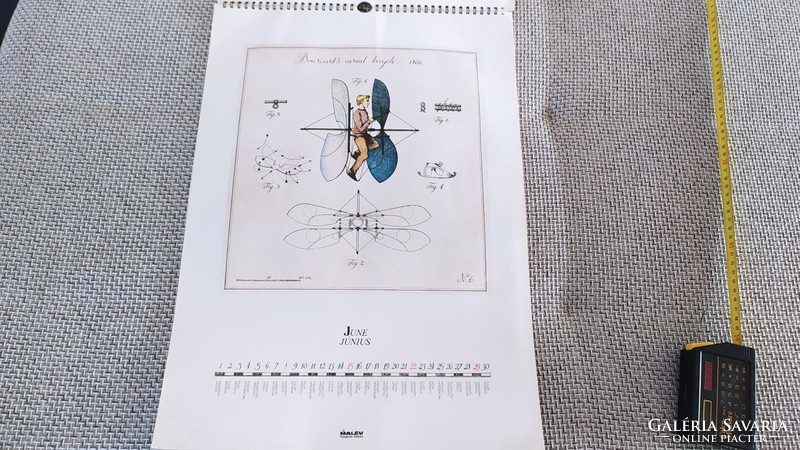 (K) Malév calendar bourcart's aerial bicycle 1866 (flight)