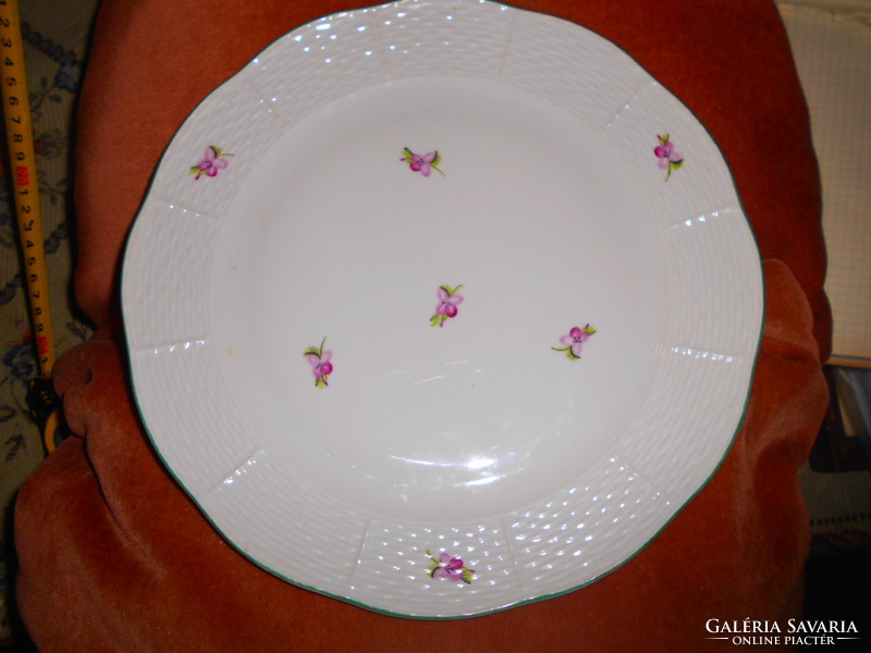 Old Herend violet patterned porcelain plate with 25 cm coat of arms and herend printed on the mass
