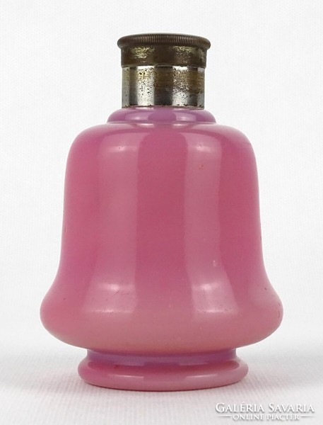1L904 Antik rózsaszín pipere üveg szóró fejes 19. század vége 11 cm