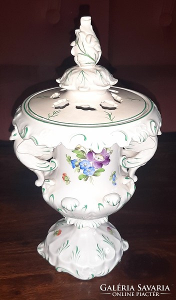 Herendi porcelán urnaváza fedeles váza