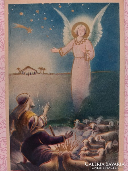 Régi karácsonyi képeslap 1947 levelezőlap angyal