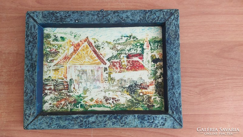 (K) beautiful small unique painting, signed with a 27x20 cm frame