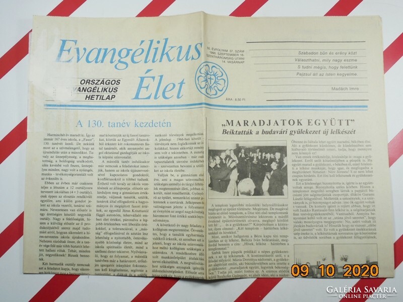 Régi retro újság - Evangélikus Élet - 1990 szeptember 16. Születésnapra