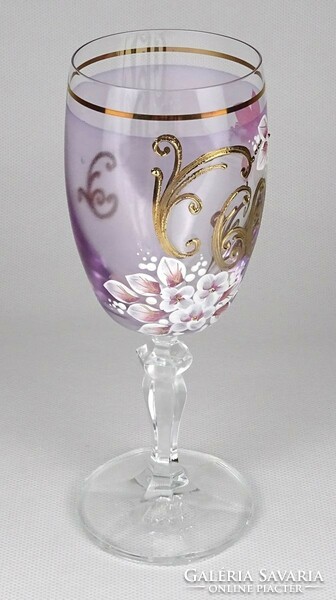 1L905 Antik lila talpas üveg pohár 60-as felirattal
