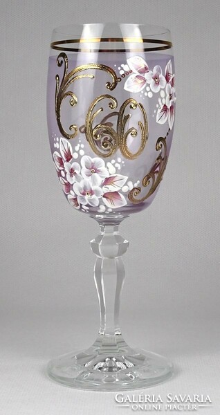 1L905 antique purple stemmed glass cup with inscription 60