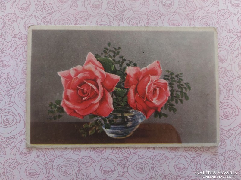 Régi virágos képeslap 1944 levelezőlap rózsa