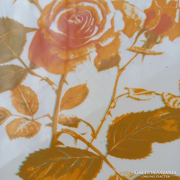 Yellow rose faience tray