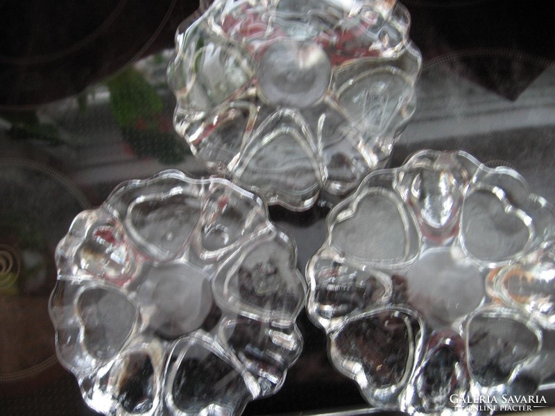 Crystal candle holder with heart-shaped legs, warmer, tea warmer, coaster, heavy