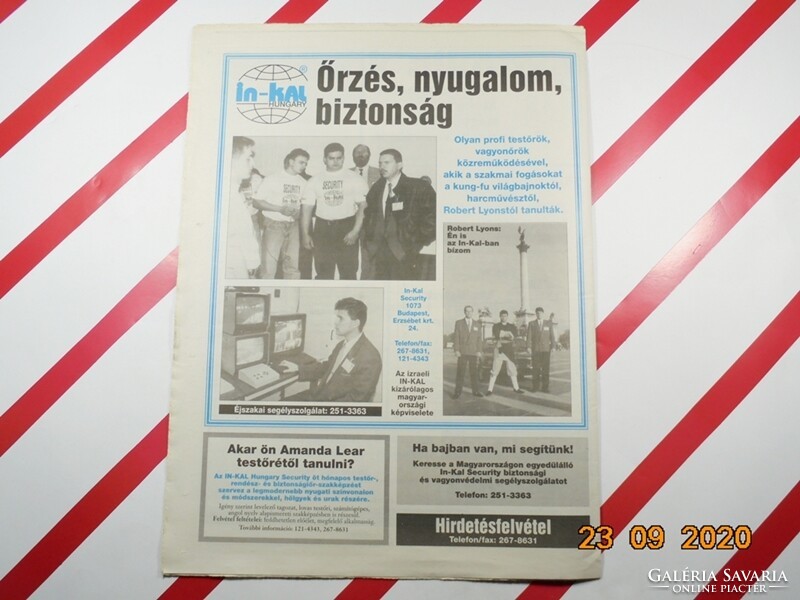 Régi retro újság - IN-KAL Security bűnmegelőzési kiadványa - 1994. május - Születésnapra ajándék