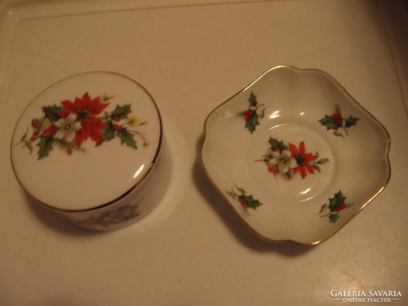 Poinsettia vohenstrauss jewelry box and Limoges ring bowl