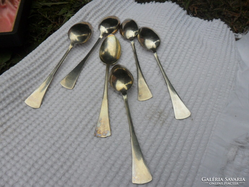 Antique 6-piece English style silver tea coffee spoon set in box