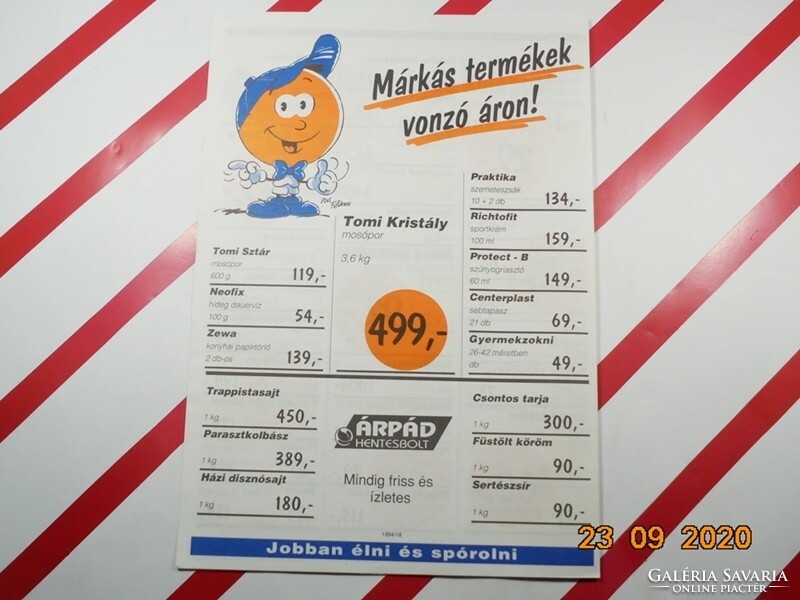 Régi retro reklám újság - Plus Élelmiszer diszkont reklám, hirdetés újság 1994 -ből